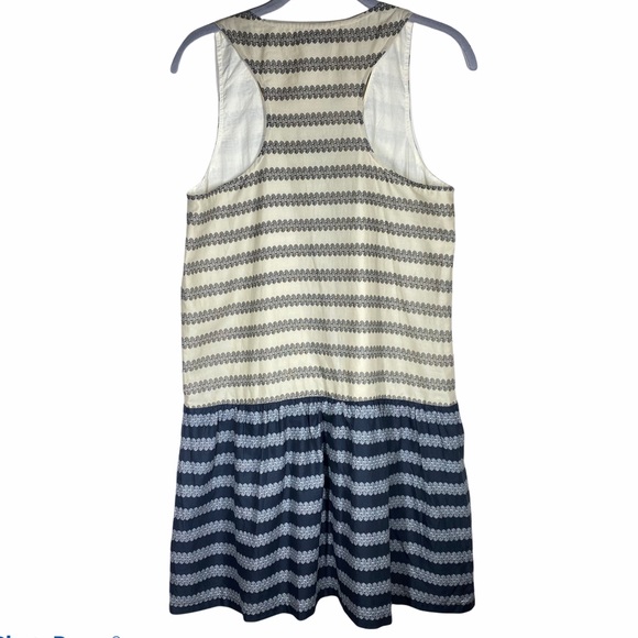 Madewell Dropwaist Trellis Stripe Swing Cotton Dress Black Tan Size Small NWT - Picture 6 of 13